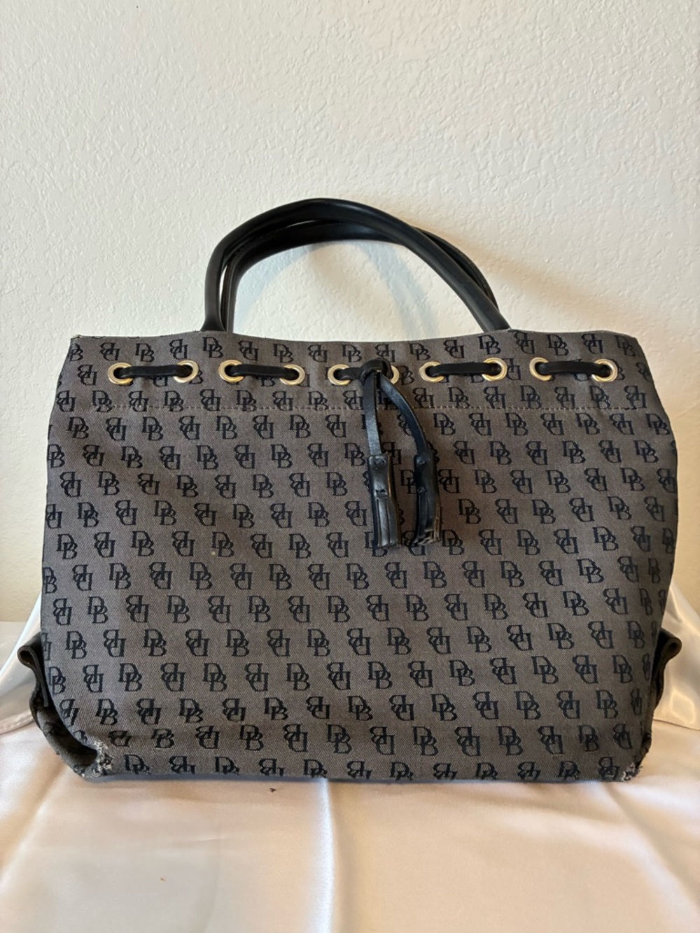 Dooney & Bourke Gray and Black Monogram Tote